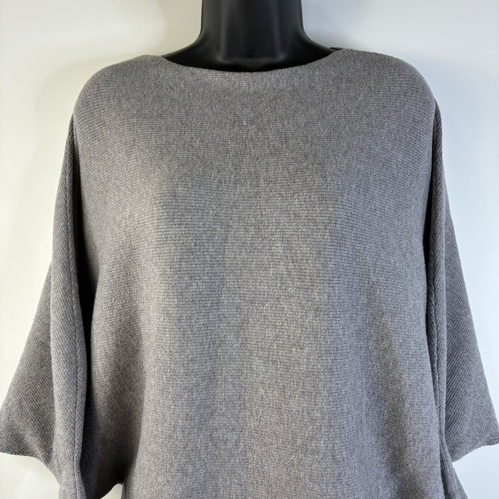 Heathmoor Womens Grey Ribbed Batwing Boatneck Sweater Oversized S/M Heathered‎ - Picture 6 of 16